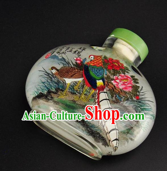 Chinese Handmade Flowers Birds Snuff Bottle Craft Traditional Inside Painting Peony Snuff Bottles Artware