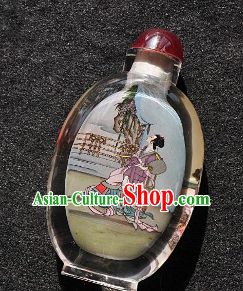 Chinese Handmade Glass Snuff Bottle Craft Traditional Inside Painting Peach Goddess Snuff Bottles Artware