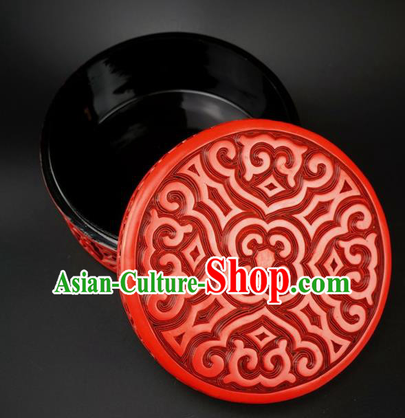 Traditional Chinese Carving Lacquerware Hand Red Rouge Box Craft