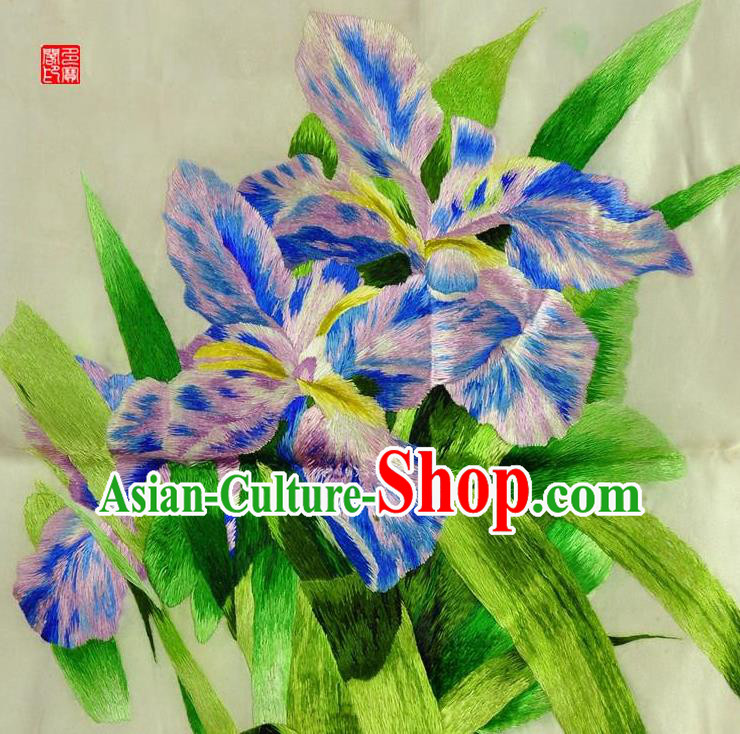 Traditional Chinese Embroidered Orchid Fabric Patches Hand Embroidering Applique Suzhou Embroidery Silk Accessories