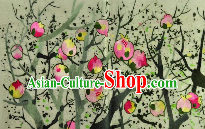 Traditional Chinese Embroidered Pomegranate Decorative Painting Hand Embroidery Silk Wall Picture Craft