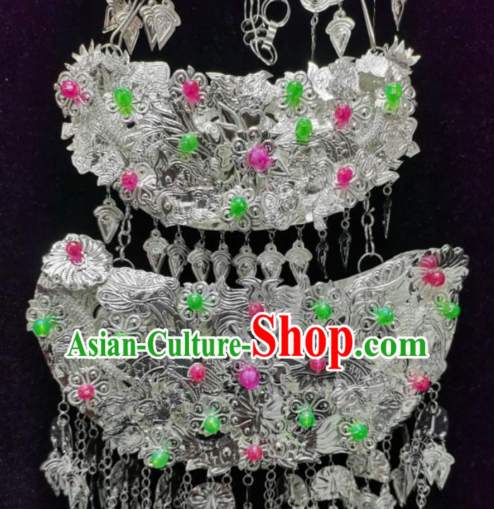 Chinese Handmade Ethnic Women Jewelry Accessories Miao Minority Silver Necklace