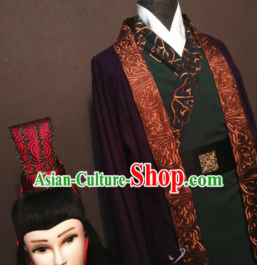 China Ancient Minister Clothing Drama Three Kingdoms Period Advisor Sima Yi Costumes and Headwear