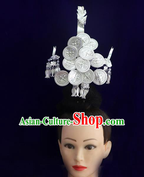 Chinese Guangxi Minority Folk Dance Hair Accessories Ethnic Women Hair Crown Tassel Hairpins