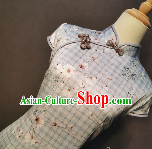 Republic of China Printing Qipao Dress Shanghai Traditional Cheongsam Female Scholar Classical Clothing