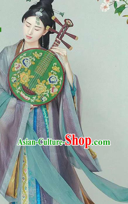 Chinese Tang Dynasty Costumes Hanfu Dress Traditional Ancient Palace Lady Clothing and Headpieces