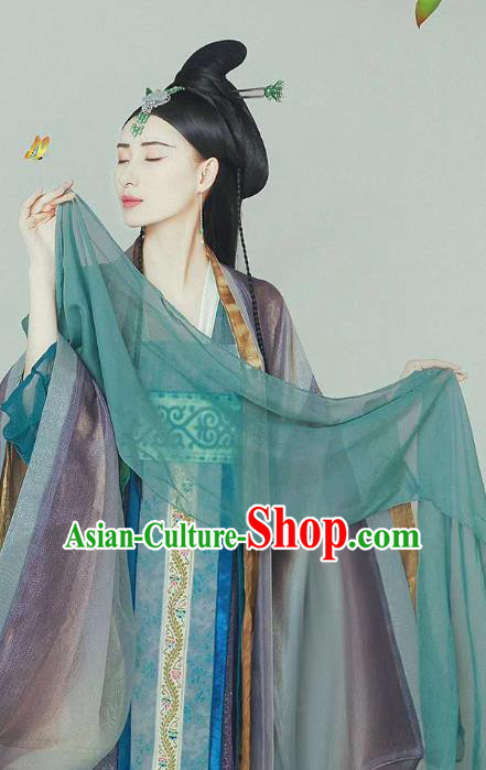 Chinese Tang Dynasty Costumes Hanfu Dress Traditional Ancient Palace Lady Clothing and Headpieces