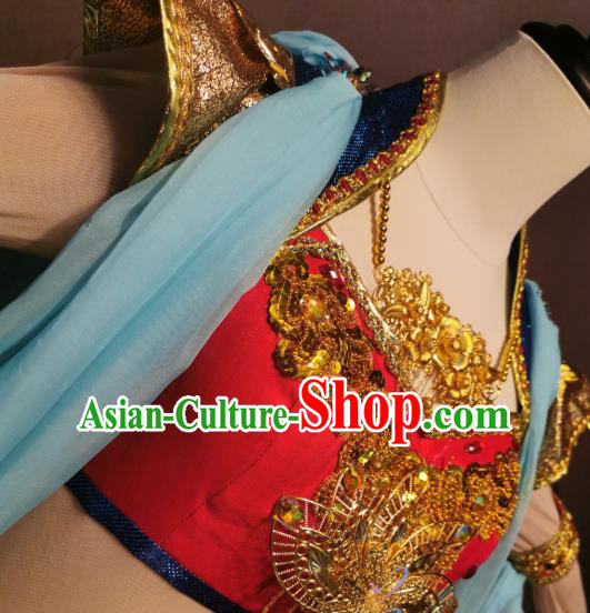 Chinese Classical Dance Clothing Traditional Dunhuang Flying Apsaras Dance Costumes Goddess Outfits and Headpieces