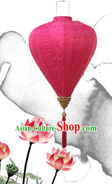 Handmade Chinese Jacquard Rosy Satin Palace Lanterns Traditional New Year Lantern Classical Festival Decoration Lamp