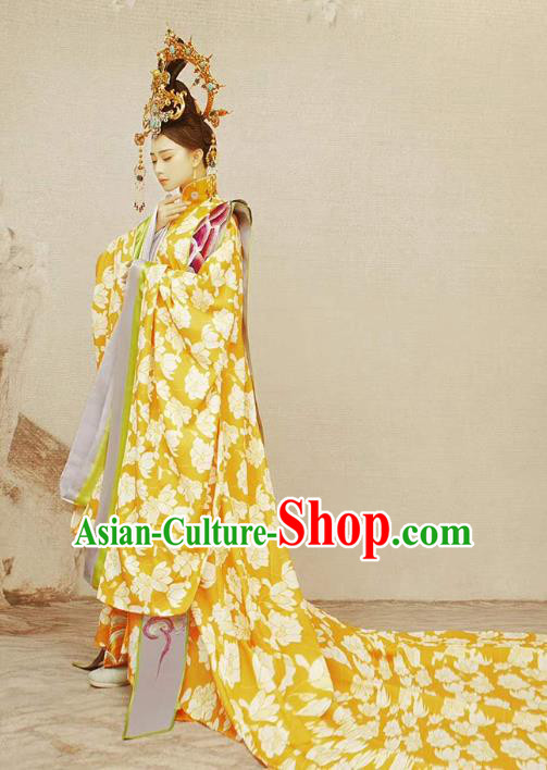 Chinese Ancient Empress Costumes Drama Traditional Tang Dynasty Queen Hanfu Dress Apparels and Headdress Full Set
