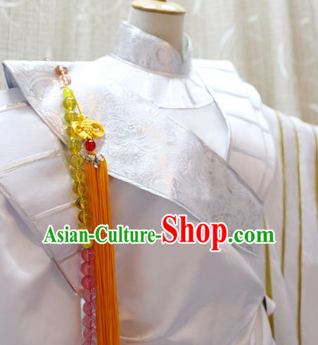 Cosplay Swordsman Monk White Costumes Custom China Ancient Warrior Clothing