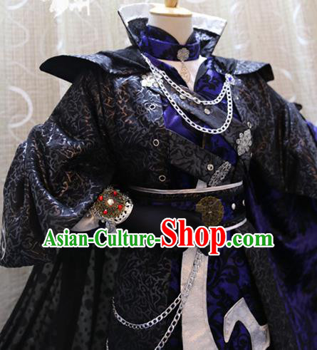 Cosplay Knight Tang Jue Costumes Custom China Ancient Swordsman Black Clothing
