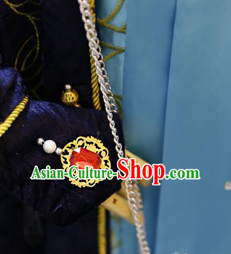 Cosplay Royal Highness Deep Blue Costumes Custom China Ancient Noble Lord Clothing