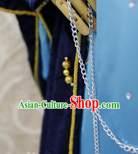 Cosplay Royal Highness Deep Blue Costumes Custom China Ancient Noble Lord Clothing