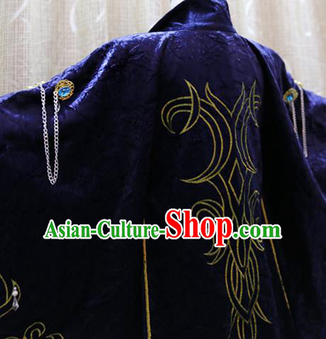 Cosplay Royal Highness Deep Blue Costumes Custom China Ancient Noble Lord Clothing