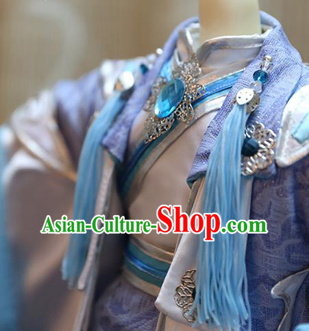 BJD Doll Childe Costumes Custom China Ancient Cosplay Swordsman Blue Clothing