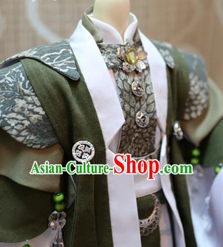BJD Doll Chivalrous Man Costumes Custom China Ancient Cosplay Swordsman Green Clothing