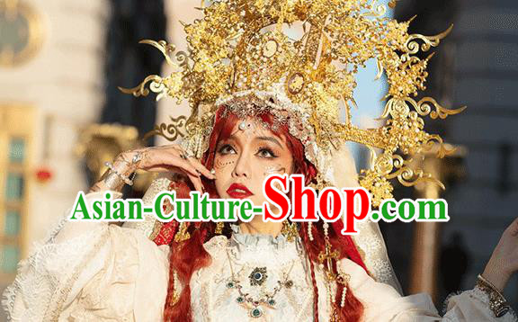 Handmade Medusa Hair Accessories Halloween Cosplay Enchantress Deluxe Golden Royal Crown