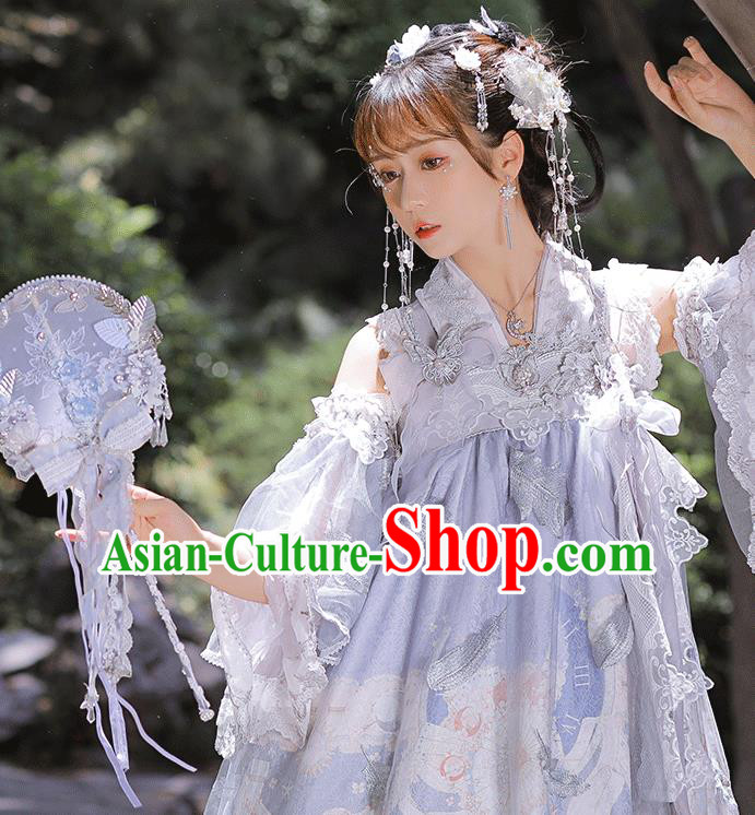 Handmade China Hanfu Palace Fans Classical Silk Fan Ribbon Round Fans