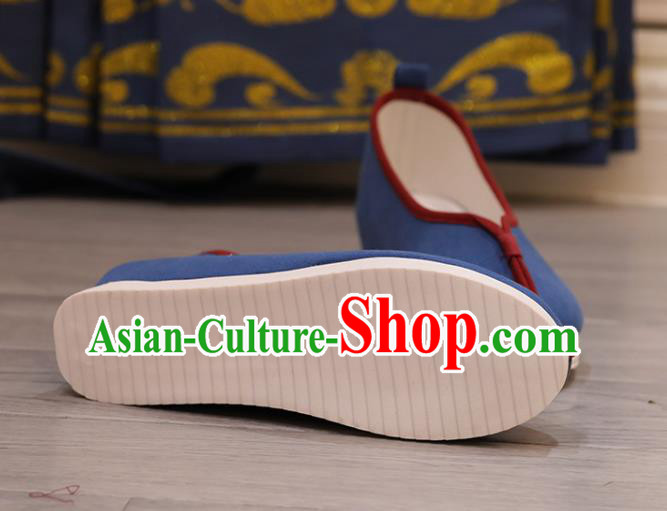 China Women Shoes Opera Shoes Princess Shoes Handmade Navy Cloth Shoes Hanfu Shoes