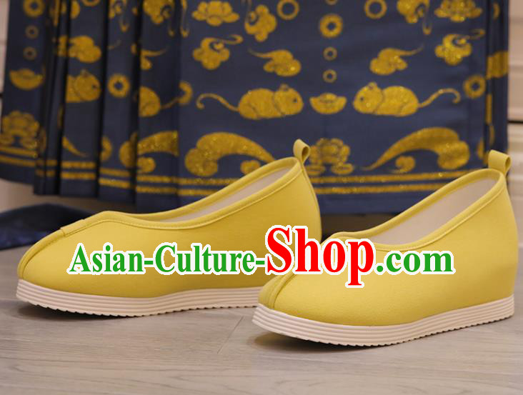 Handmade China Yellow Cloth Shoes Princess Shoes Hanfu Shoes Monk Shoes Women Shoes