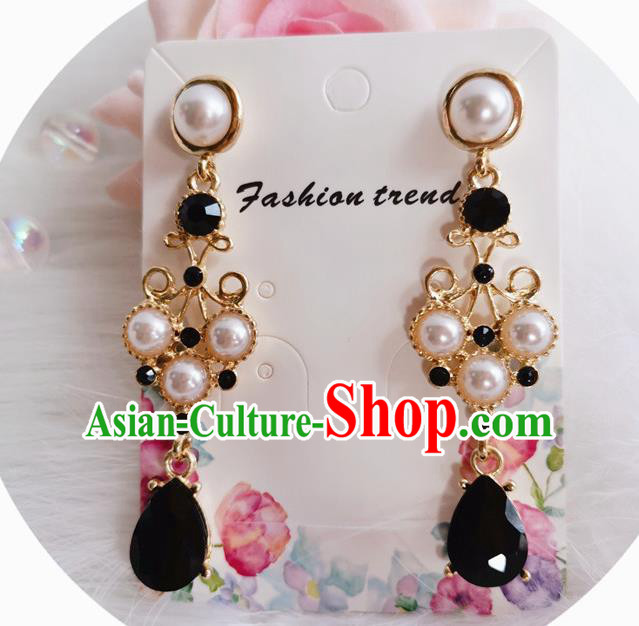 Handmade Gothic Black Earrings Court Retro Earrings Europe Eardrop Renaissance Accessories