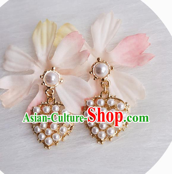 Handmade Baroque Queen Earrings Retro Accessories Europe Court Heart Shape Eardrop