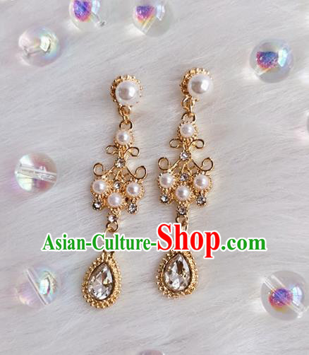 Handmade Pearls Earrings Baroque Retro Accessories Europe Court Crystal Eardrop