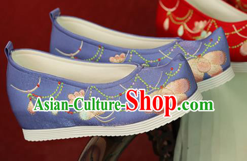 China Embroidered Shoes Handmade Purple Cloth Shoes Tang Dynasty Princess Shoes Women Shoes Hanfu Shoes
