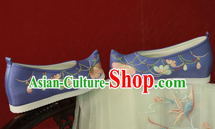 China Embroidered Shoes Handmade Purple Cloth Shoes Tang Dynasty Princess Shoes Women Shoes Hanfu Shoes