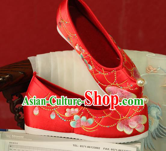 China Wedding Embroidered Shoes Handmade Red Cloth Shoes Tang Dynasty Princess Shoes Hanfu Shoes Bride Shoes