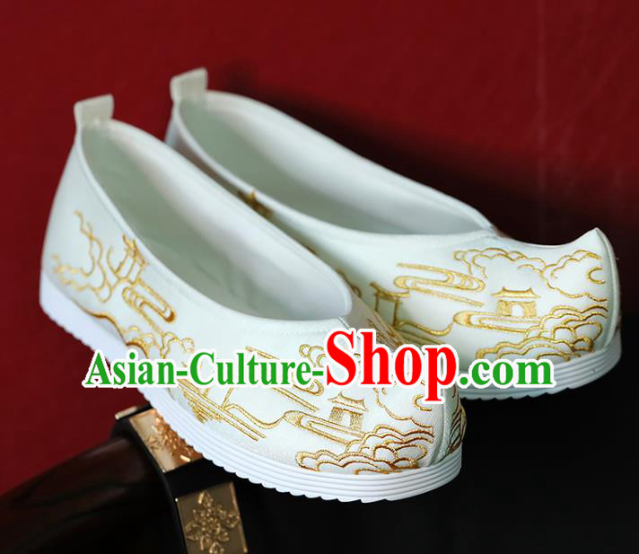 China Embroidered White Shoes Hanfu Bow Shoes Ming Dynasty Princess Shoes Handmade Shoes