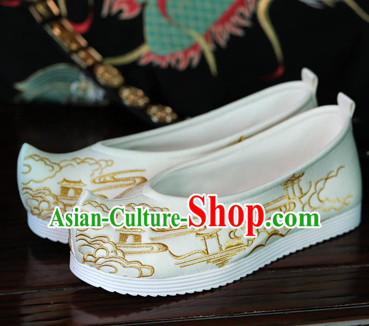 China Embroidered White Shoes Hanfu Bow Shoes Ming Dynasty Princess Shoes Handmade Shoes