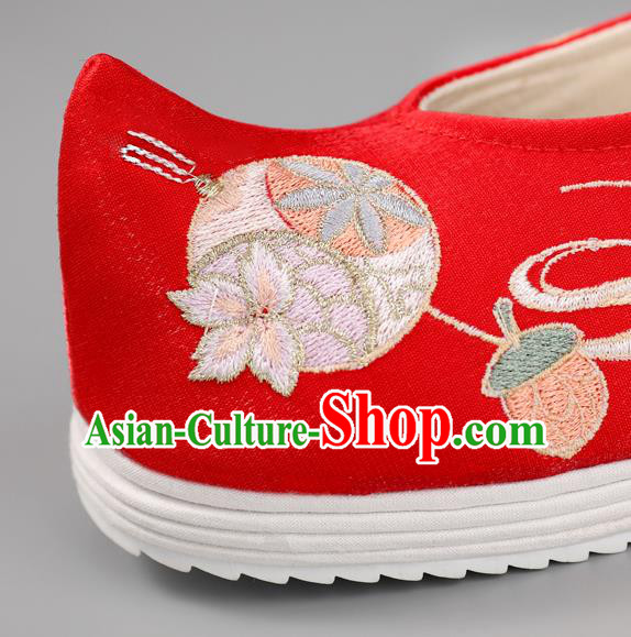 China Princess Shoes Ming Dynasty Shoes Traditional Hanfu Shoes Handmade Cloth Shoes Red Embroidered Phoenix Shoes