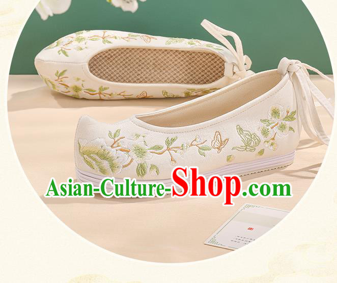 China Traditional Hanfu Princess Shoes Handmade Embroidered Bow Shoes Cloth Shoes