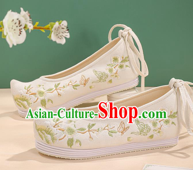 China Traditional Hanfu Princess Shoes Handmade Embroidered Bow Shoes Cloth Shoes