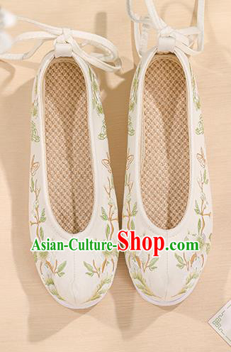 China Traditional Hanfu Princess Shoes Handmade Embroidered Bow Shoes Cloth Shoes