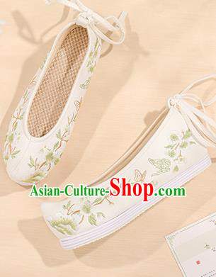 China Traditional Hanfu Princess Shoes Handmade Embroidered Bow Shoes Cloth Shoes