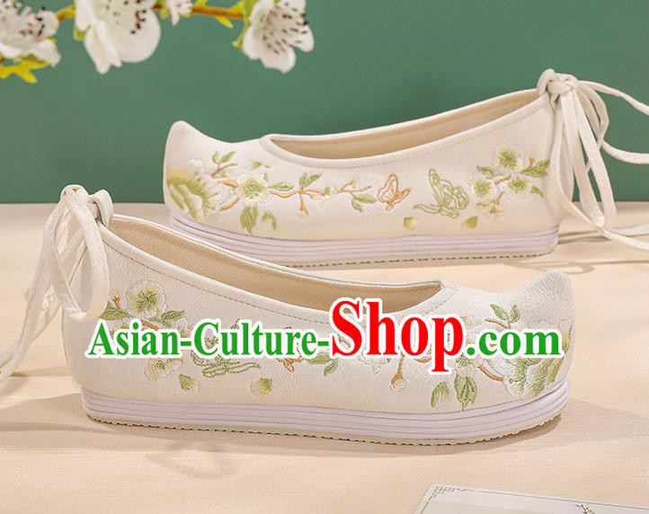 China Traditional Hanfu Princess Shoes Handmade Embroidered Bow Shoes Cloth Shoes