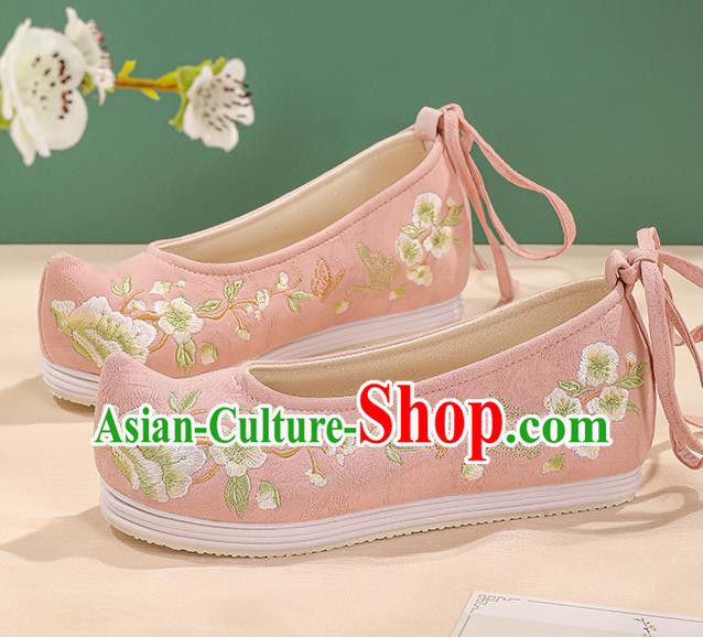 China Handmade Princess Shoes Traditional Hanfu Cloth Shoes Embroidered Plum Butterfly Bow Shoes