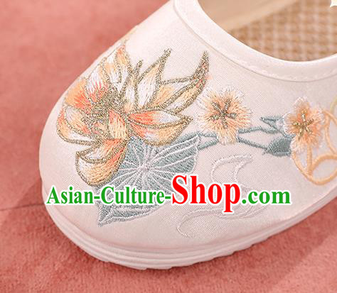 China Hanfu Shoes Women Shoes Traditional Cloth Shoes Handmade Shoes Embroidered Lotus Shoes
