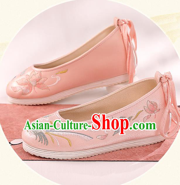 Handmade China Pink Hanfu Shoes Traditional Cloth Shoes Embroidered Paper Crane Shoes Women Shoes