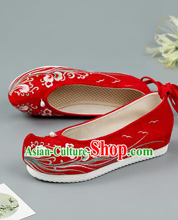 Top China Wedding Embroidered Shoes Bride Shoes Traditional Hanfu Red Cloth Shoes Handmade National Shoes