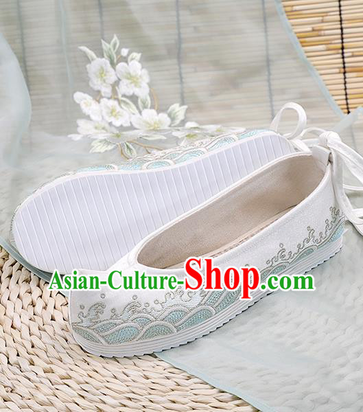 China White Cloth Shoes Traditional Embroidered Shoes Hanfu Shoes Handmade Shoes National Shoes