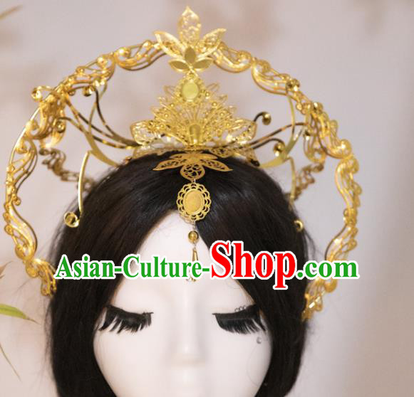 China Cosplay Queen Golden Royal Crown Ancient Empress Hair Accessories