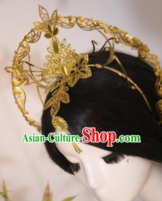 China Cosplay Queen Golden Royal Crown Ancient Empress Hair Accessories