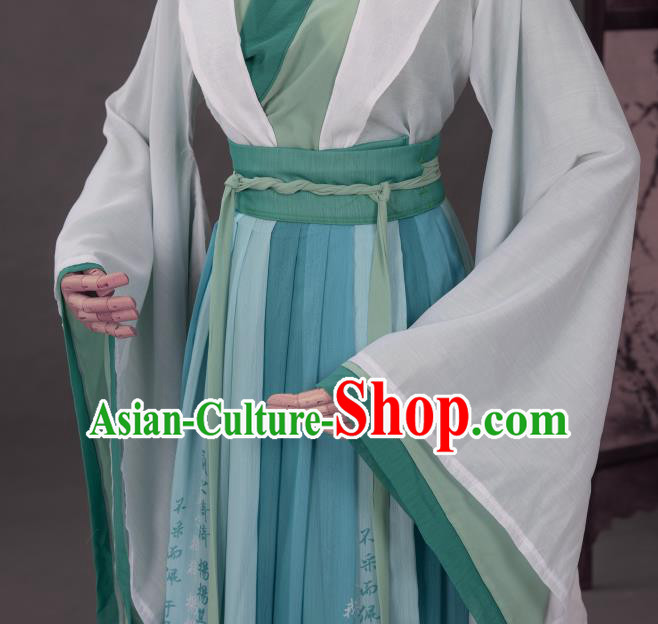 Cosplay Chinese Jin Dynasty Noble Childe Costumes Ancient Scholar Green Chiffon Clothing