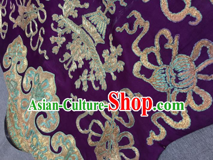 Chinese Court Embroidered Apparels Upper Outer Garment National Costume Tang Suit Purple Silk Jacket