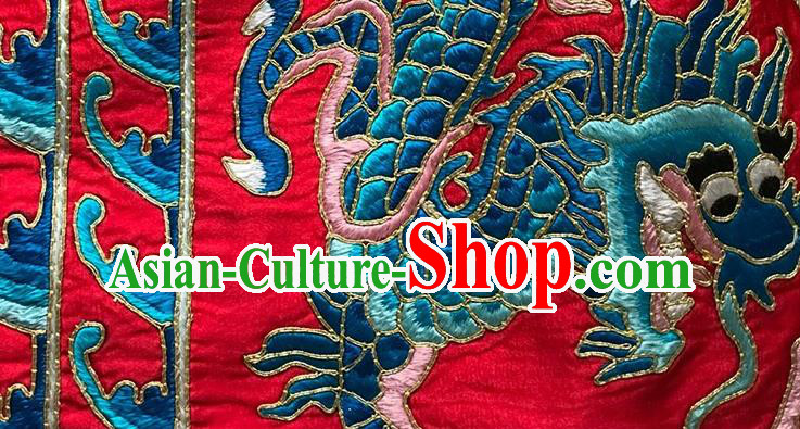 China Women Red Brocade Waistcoat National Clothing Embroidery Dragons Vest Costumes