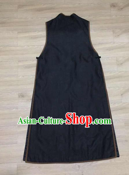 China Women Waistcoat Costumes Embroidery Dragon Black Silk Vest National Clothing